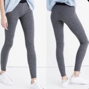 Madewell Heather gray color block black waistband leggings size Large